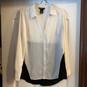 White and black chiffon blouse
